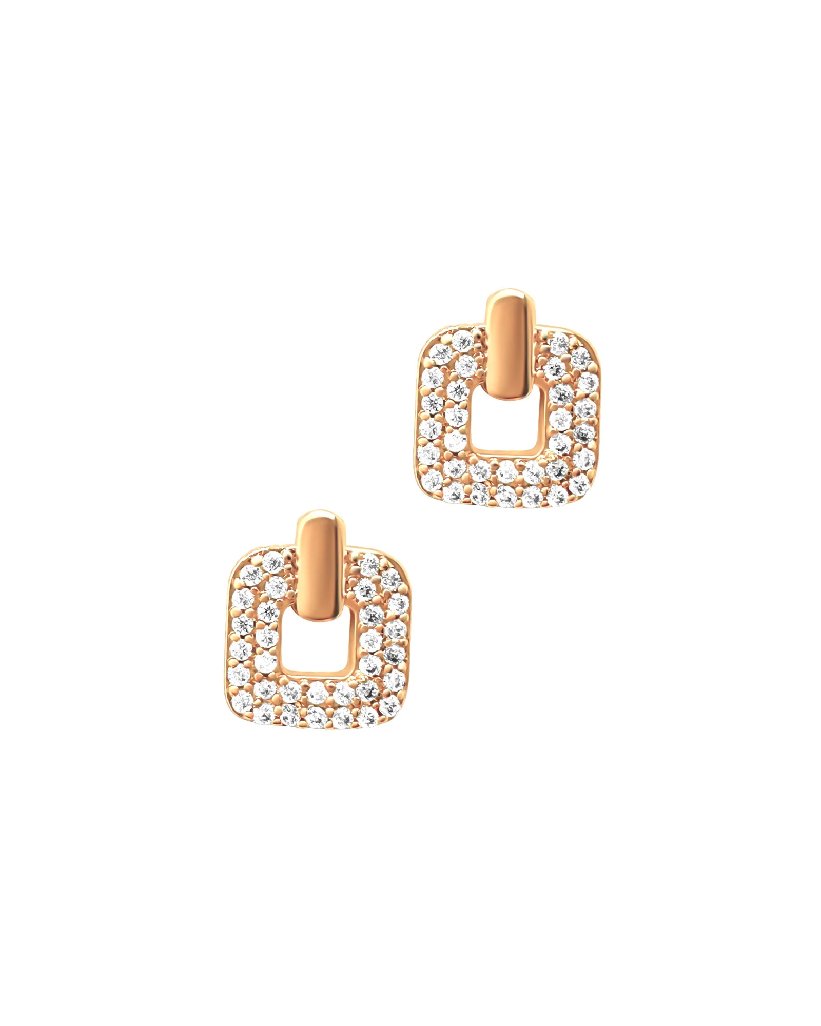 PARURE EN PLAQUE OR PENDENTIF CARRE AVEC ZIRCONIUM - Image 5