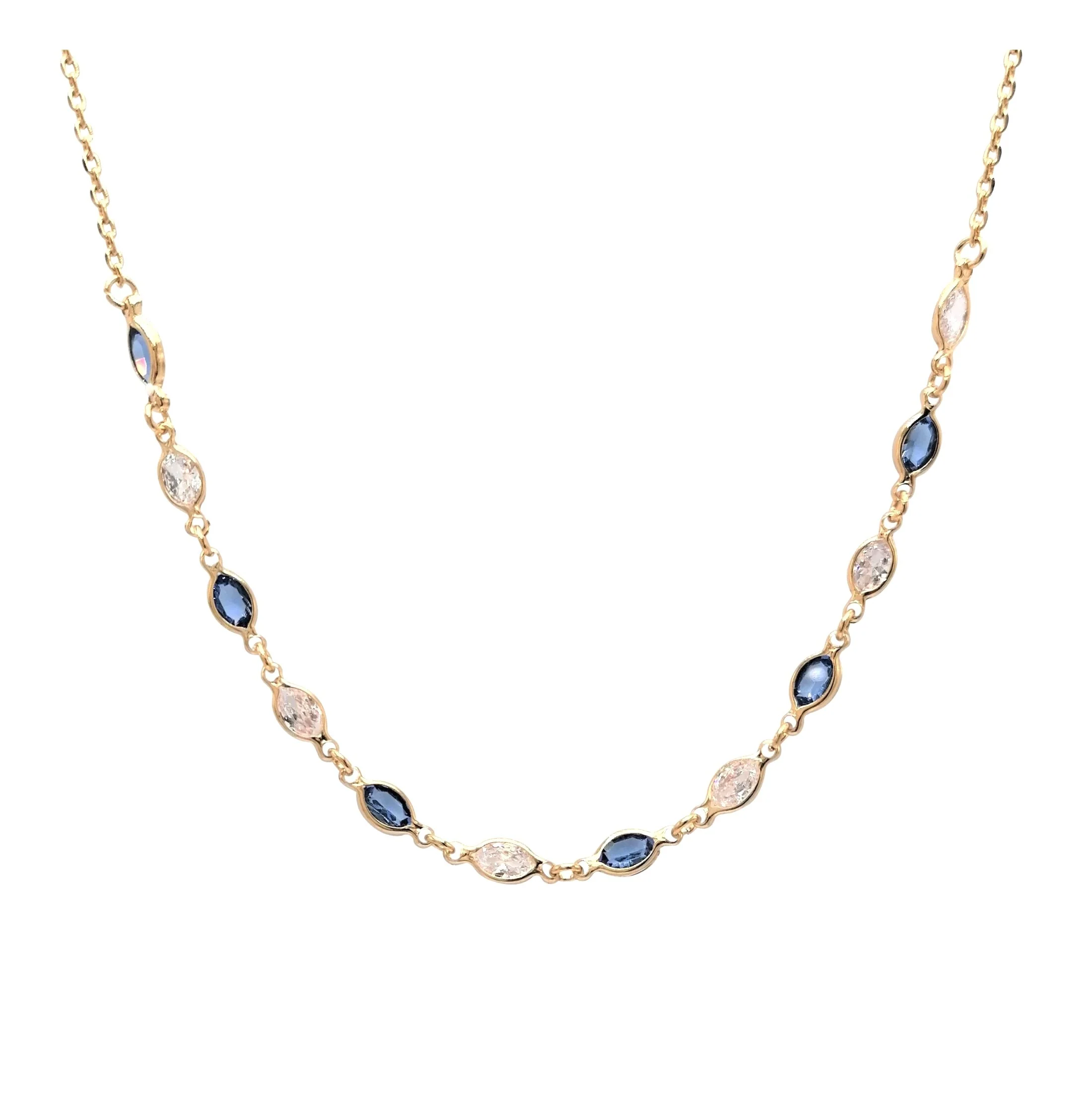 PARURE EN PLAQUE OR ZIRCONIUM BLANCS ET SAPHIR - Image 3